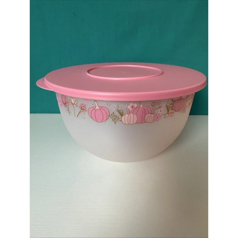 Tupperware Impressions Bowl Large Mixing Salad 4.3L / 18 cup Pearl Pink Pumpkin